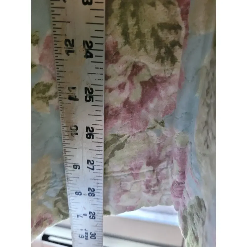 Waverly Floral Quilted Standard Pillow Sham Blue Pink Green 20x27